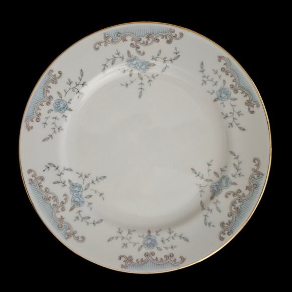 Imperial China W Dalton Seville 5303 Blue Rose Gold Trim 6.5" Plates Set of 3 - Picture 2 of 6